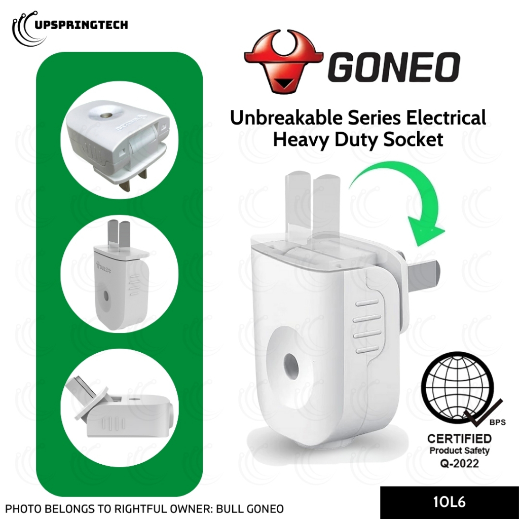 Bull Goneo Unbreakable Heavy Duty Socket Plug 250V 10A Model 10L6 Power ...