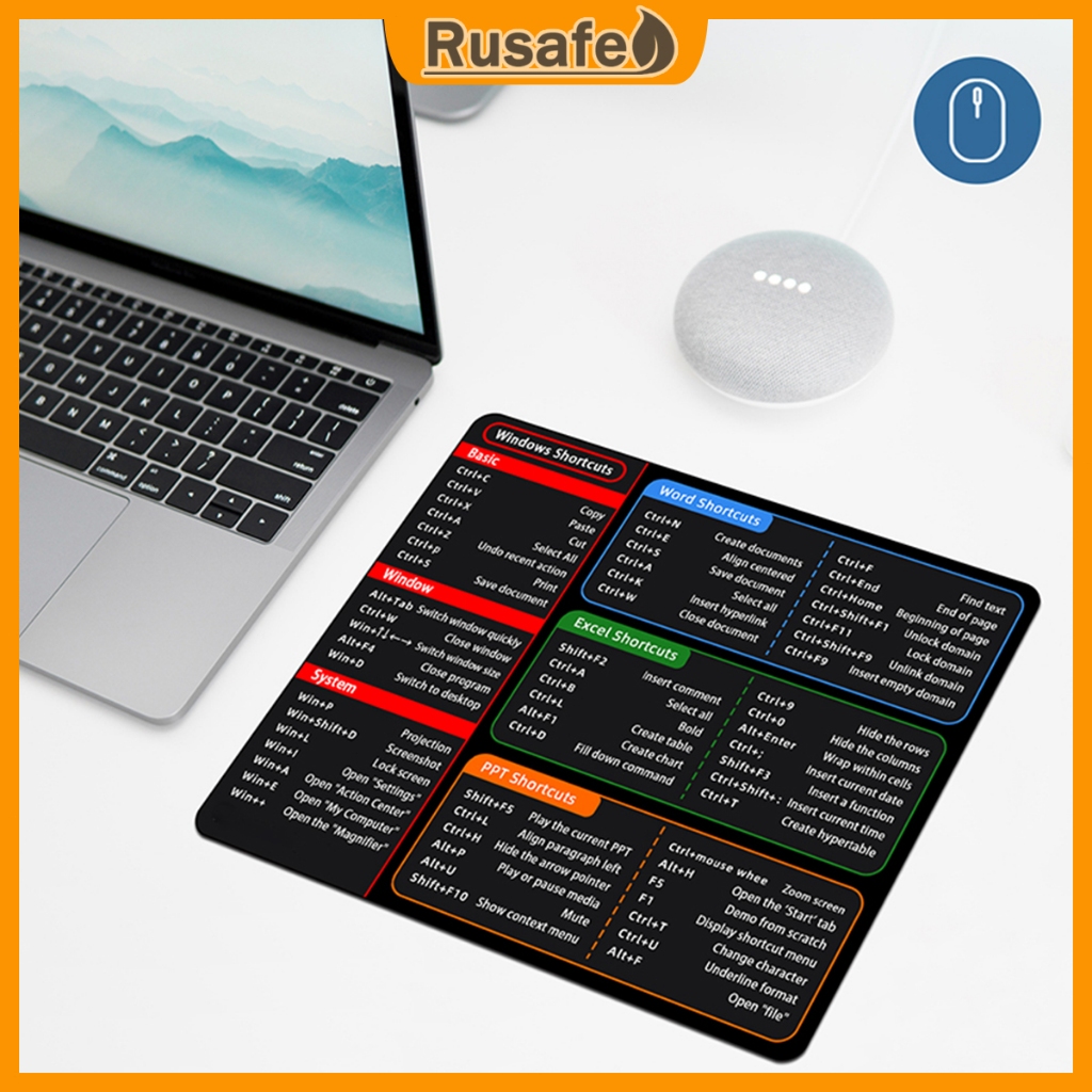 1PC Creative Shortcut Key Command Mouse Pad High-Quality Natural Rubber ...
