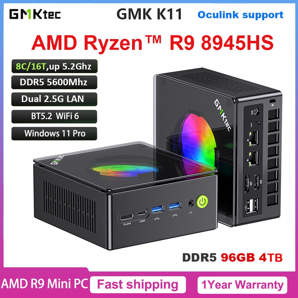 GMKtec K11 Mini PC AMD R9 8945HS Windows11 Pro DDR5 5600Mhz 64G 4T SSD ...
