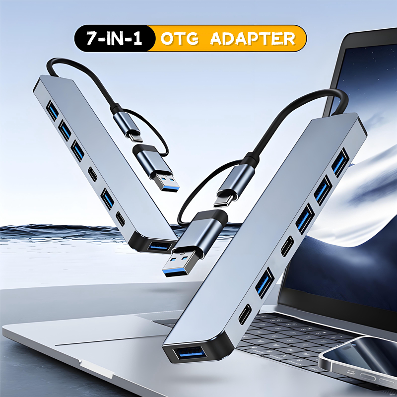SNLLMZI 7 IN 2 USB Type C OTG Adapter USB 3.0 Data Extention HUB Charge ...