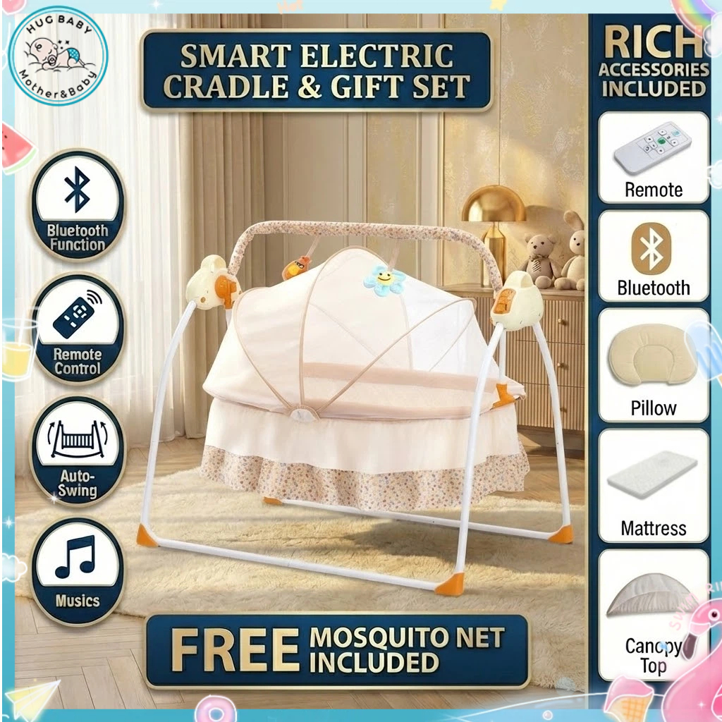 Electric Baby Cradle Swing Rocker Cradle Auto Rocker with Mosquito Net ...