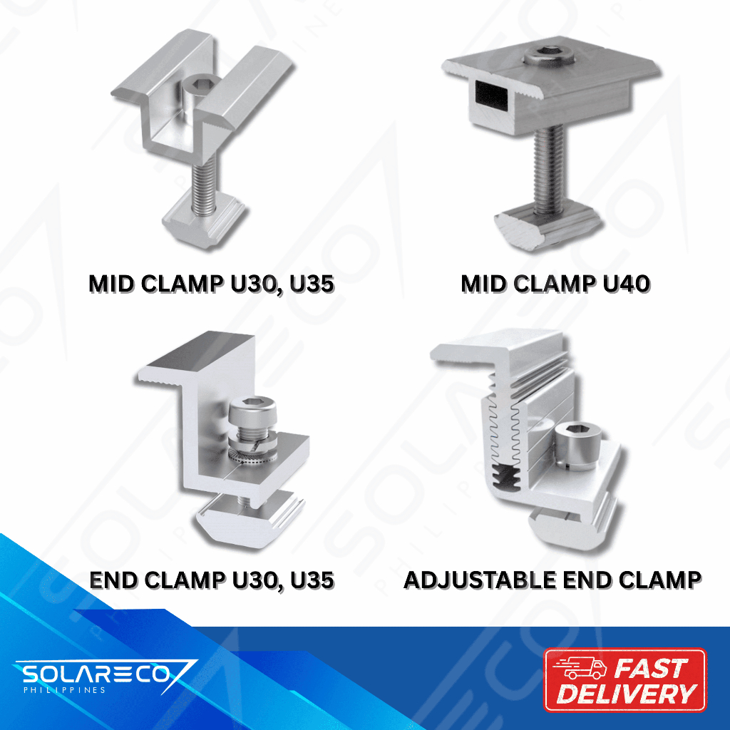 Solar Mounting Clamps / 30mm 35mm 40mm Aluminum / Mid End Adjustable ...