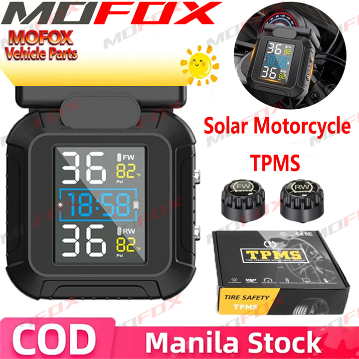 MOFOX Solar Motorcycle TPMS Tire Pressure Monitoring Alarm System With ...
