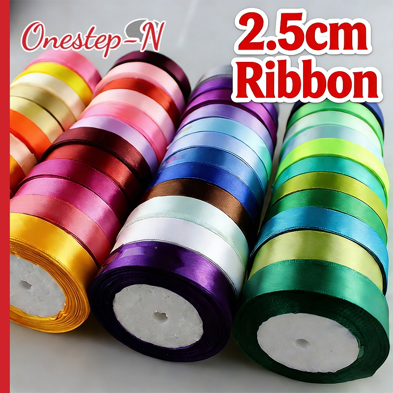 2.5cm (25 Yards/roll) Satin Ribbon Gift Flower Packaging Ribbon Making ...