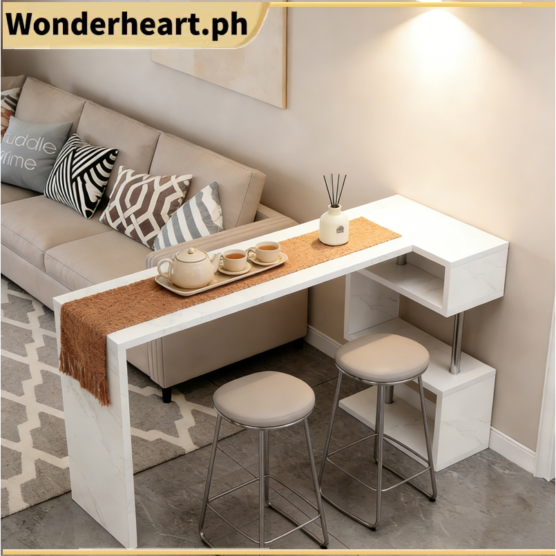 COD Modern Rotating Bar Table with Storage Cabinet Bar Counter Table ...
