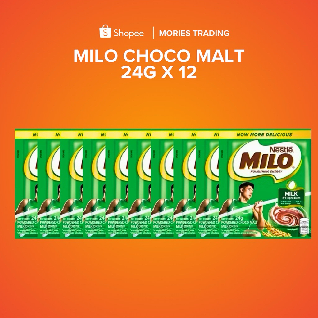 Milo Activ-Go Choco Malt Powdered Milk Drink 24g – Pack of 12 | Energy ...
