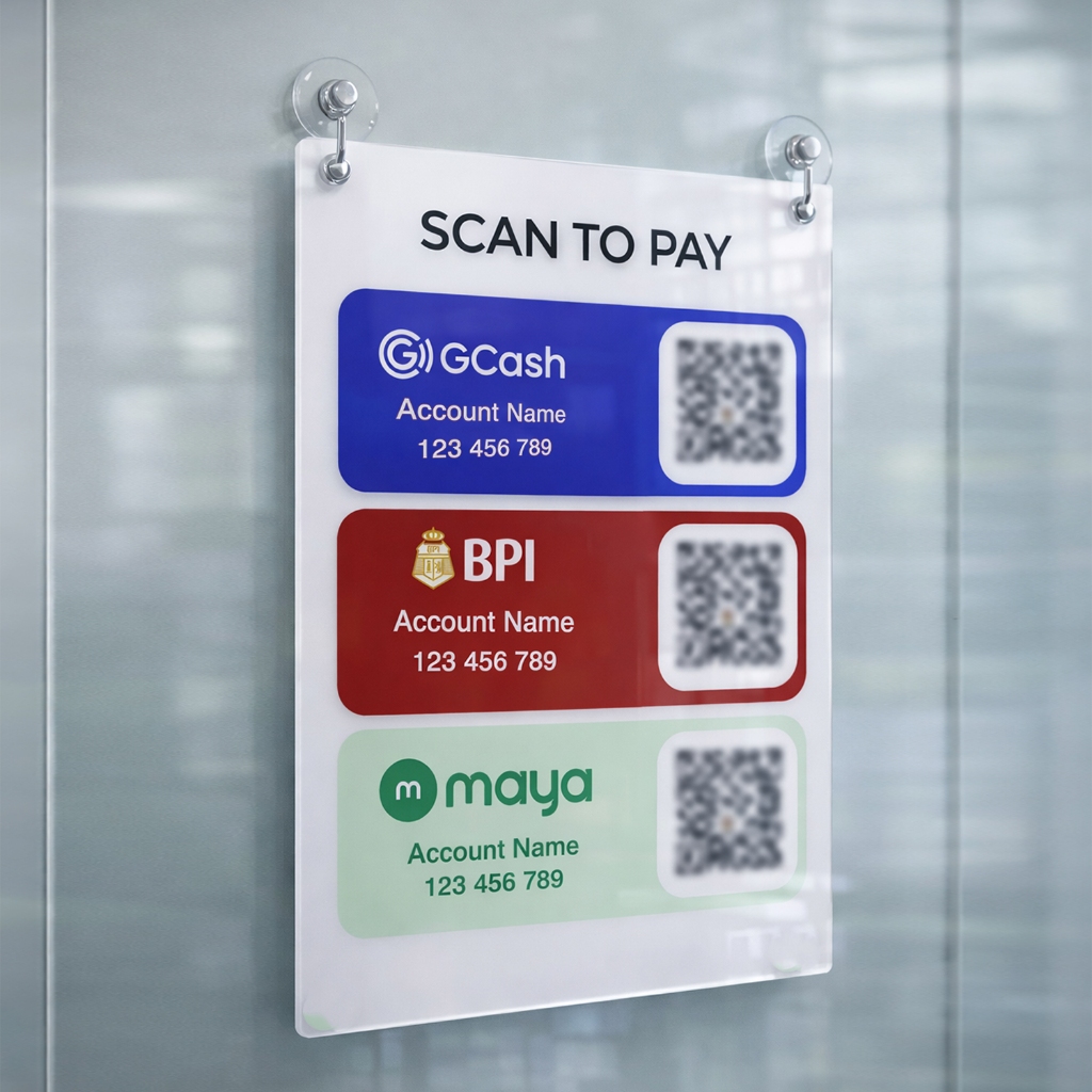 LE Acrylic Sign QR Code Bank Payment Scan to pay Wall Signage Hanging ...