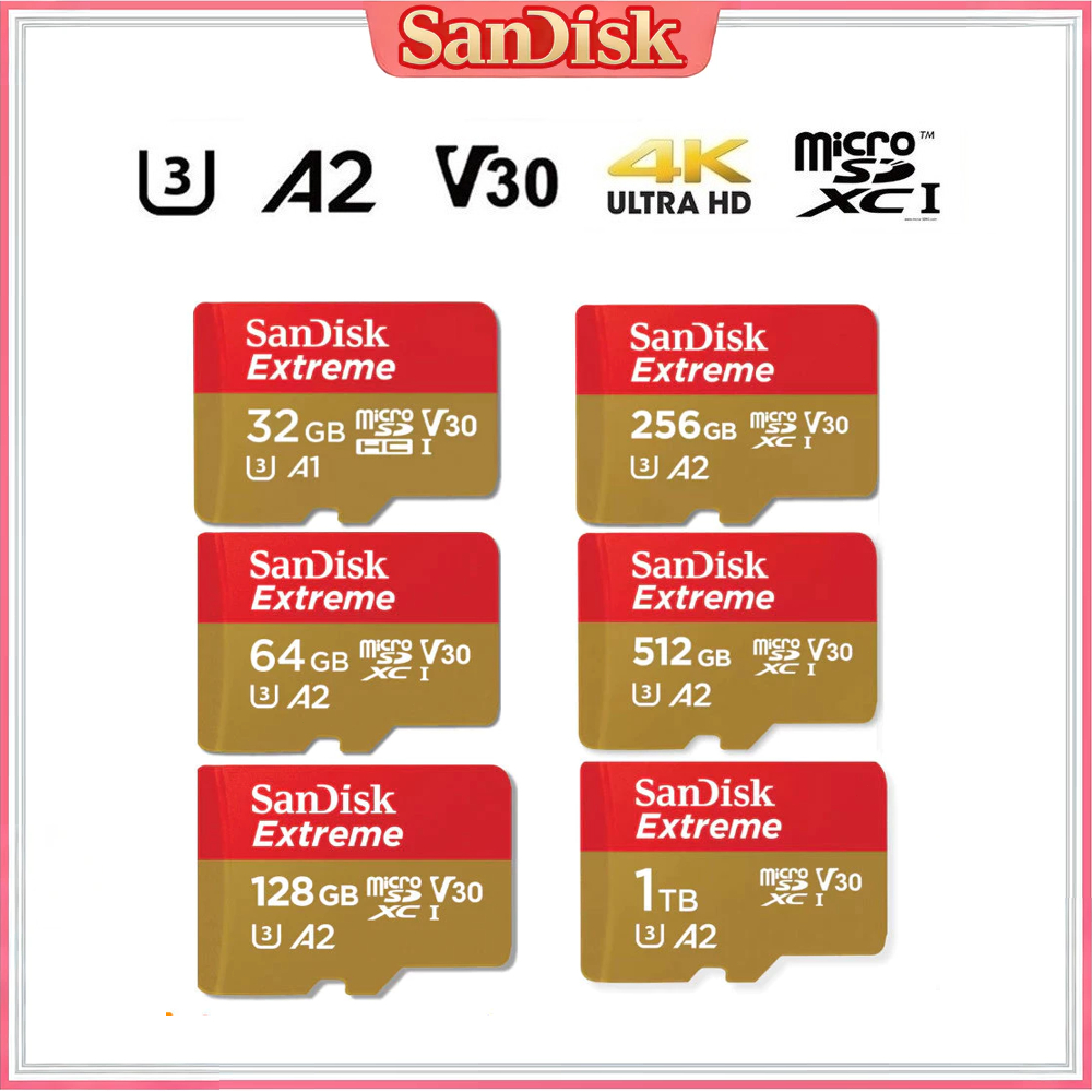 SanDisk Extreme Memory Card 32GB 64GB 128GB 256GB 512GB 1TB High Speed ...