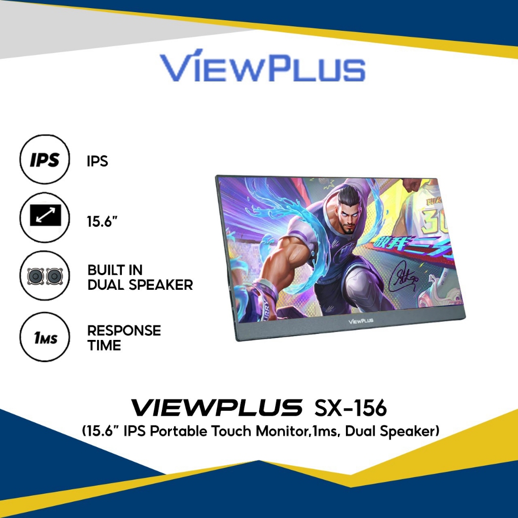 Viewplus 15.6” IPS Portable Touch Monitor, SX-156, 1ms, Dual Speaker ...