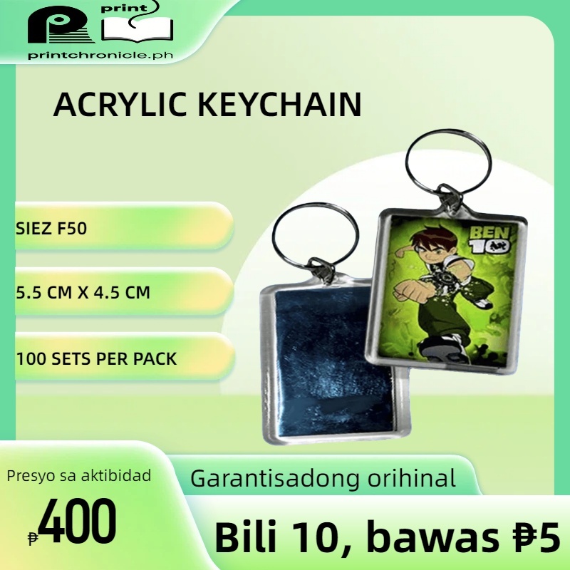 QUAFF Acrylic Keychain F50 Rectangle Photo Insert Keychain (100 sets ...