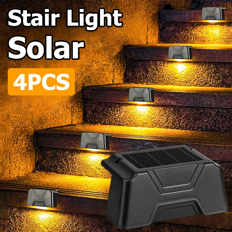 Solar Stair Light LED 4PCS Warm Lamp Waterproof Outdoor Garden ...