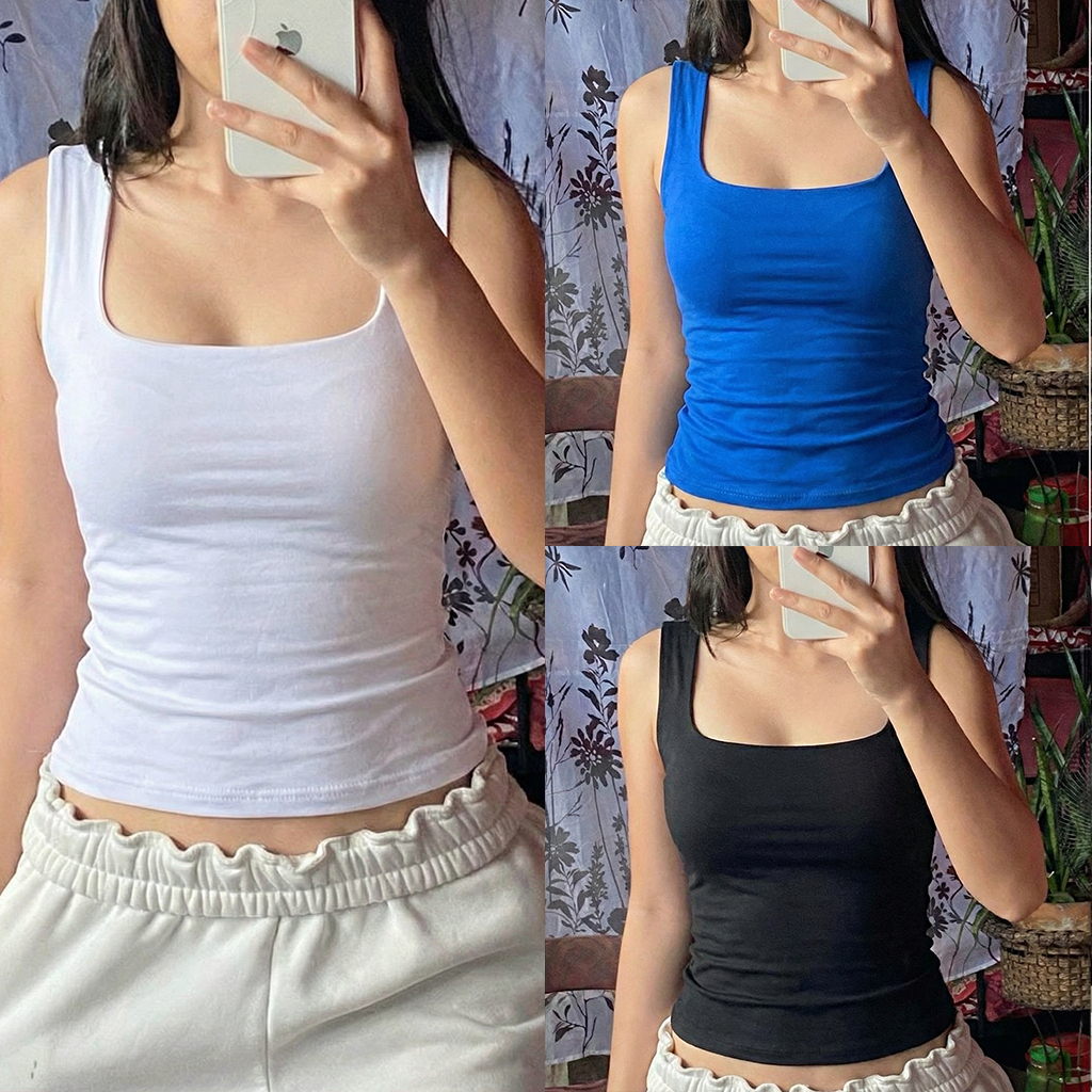 BUY 1 TAKE 1 MYMP Basic Plain Double Lining Square Neck Full Length ...
