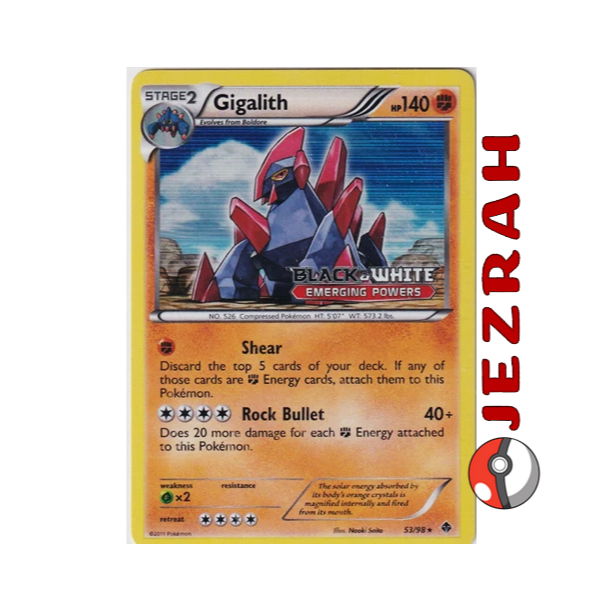 Pokemon TCG Gigalith 53/98 Emerging Powers Stamped B&W Promo | Shopee  Philippines