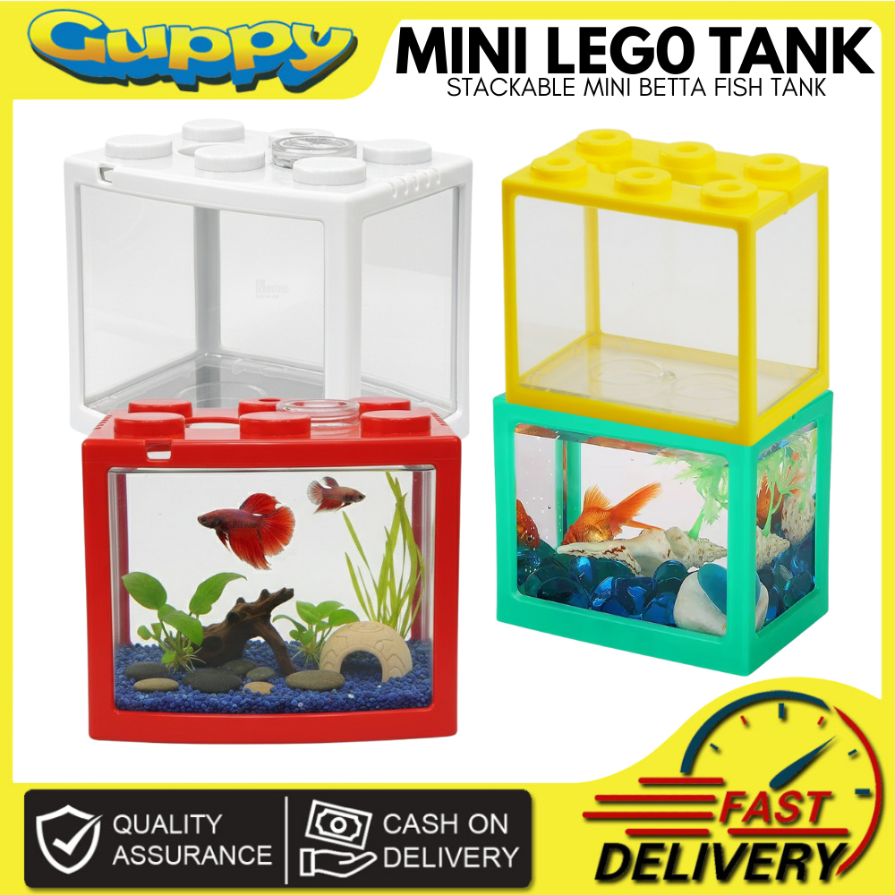 Aquarium Mini Leg0 Tank Curved Rectangle Stackable Mini Aquarium Tank ...