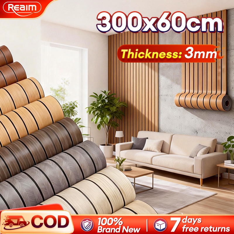 3D Wallpaper Design Wall Decor Wood Fluted Self adhesive Waterproof ...