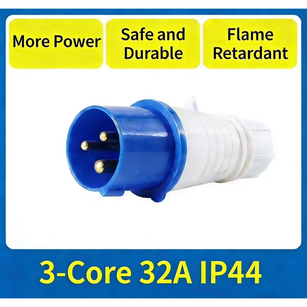 IP44 industrial plug and socket connector, 3-pin 16A/32A, waterproof ...