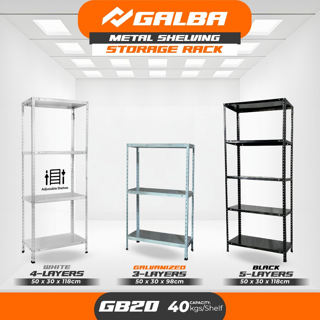 GALBA Galvanized Storage Shelves 3,4,5 Layers Adjustable ALL Metal Rack ...