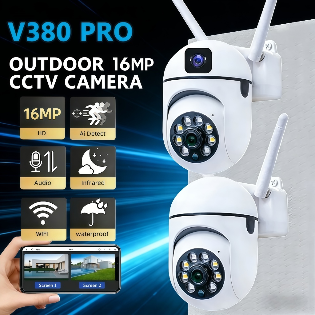 5G V380 Pro Waterproof Outdoor CCTV Camera Dual Lens WIFI Connect to ...