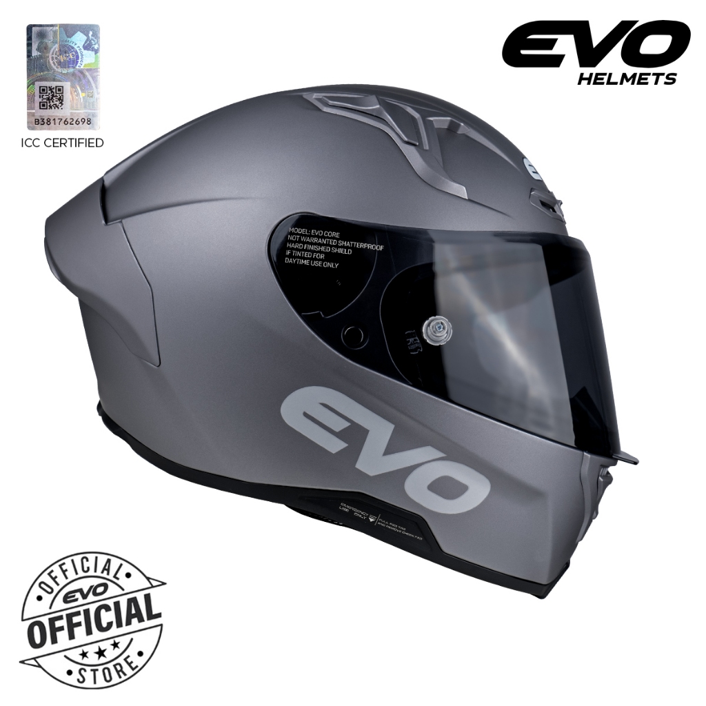 EVO Core Plain Single Visor Full Face Helmet with Free Clear Lens ...