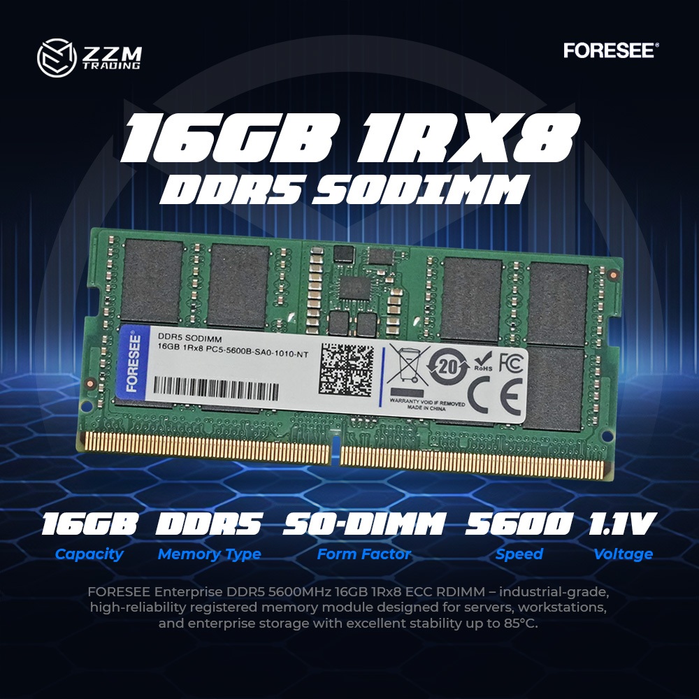 FORESEE 16GB DDR5-5600 SO-DIMM RAM Notebook Memory PC5-44800 1Rx8 ZZM ...