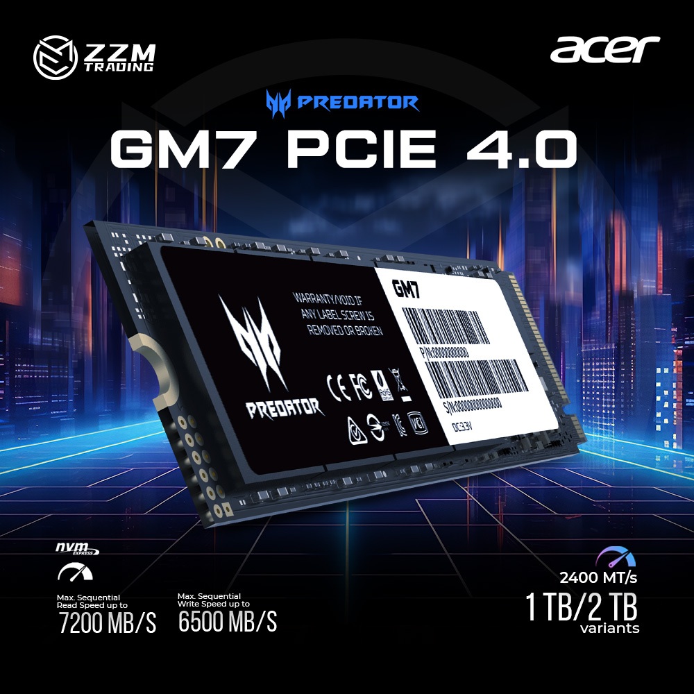 Acer Predator GM6 & GM7 PCIe 4.0 M.2 SSD 1TB/2TB 7200 MB/s Read
