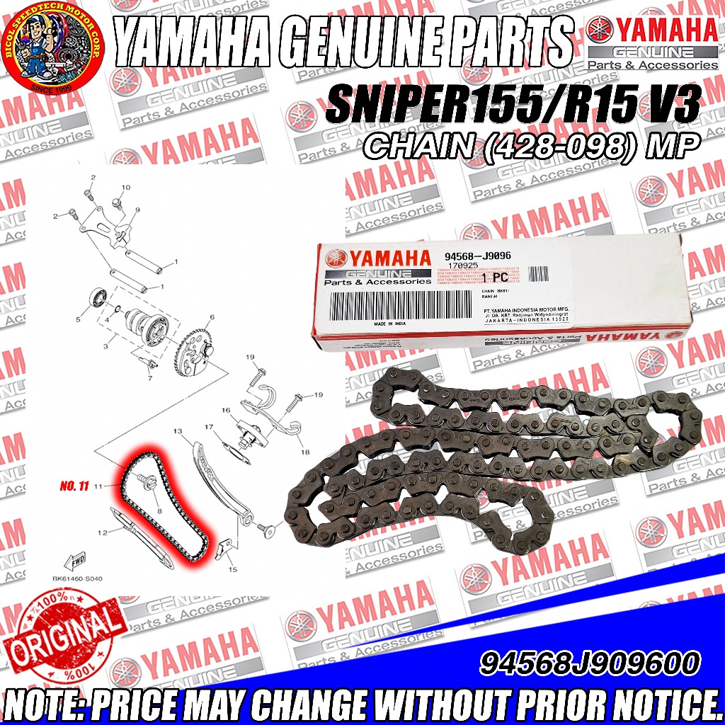 SNIPER 155/R15 V3 TIMING CHAIN (YGP) (GENUINE: 94568-J9096) | Shopee ...