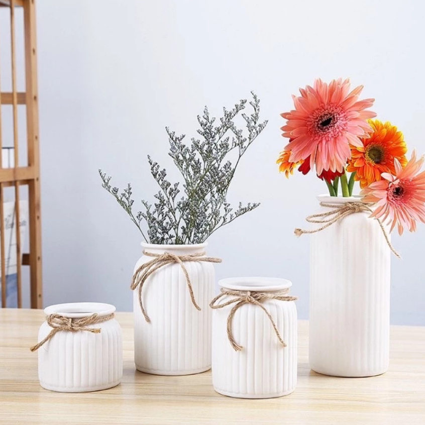 Decorative Vase with Jute Rope Top | Ceramic Flower Pot for Centre ...