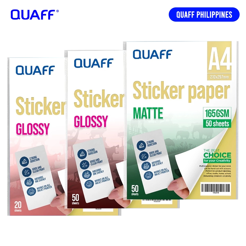 Quaff Sticker Paper 165gsm Matte/Glossy Inkjet Sticker Paper A4 Size ...