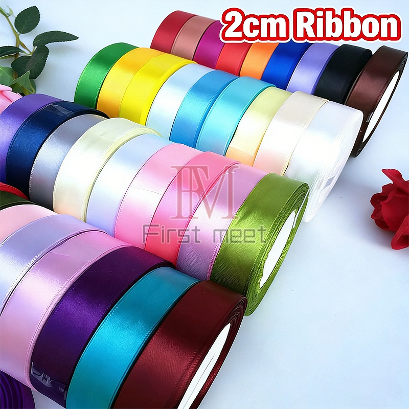 (2cm/25 yards/roll) Satin Ribbon Gift Packaging Flower Making DIY ...