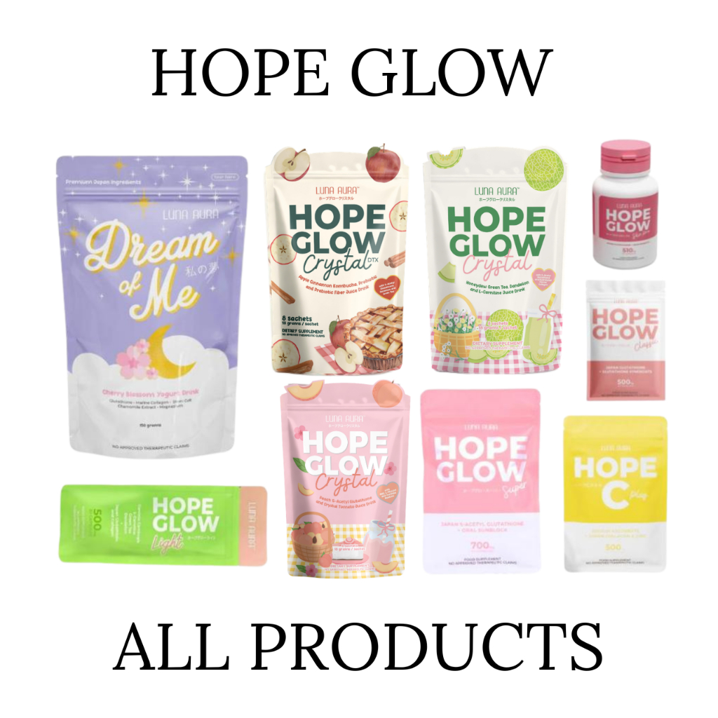 HOPE GLOW Luna Aura Glutathione Beauty Supplement ALL CAPS & DRINKS Healthy  Lifestyle & Glowing Skin