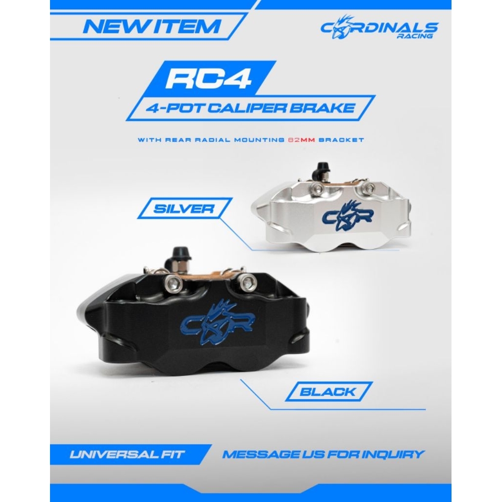CARDINALS RACING RC4 4POT REAR CALIPER WITH REAR RADIAL MOUNTING 82MM ...