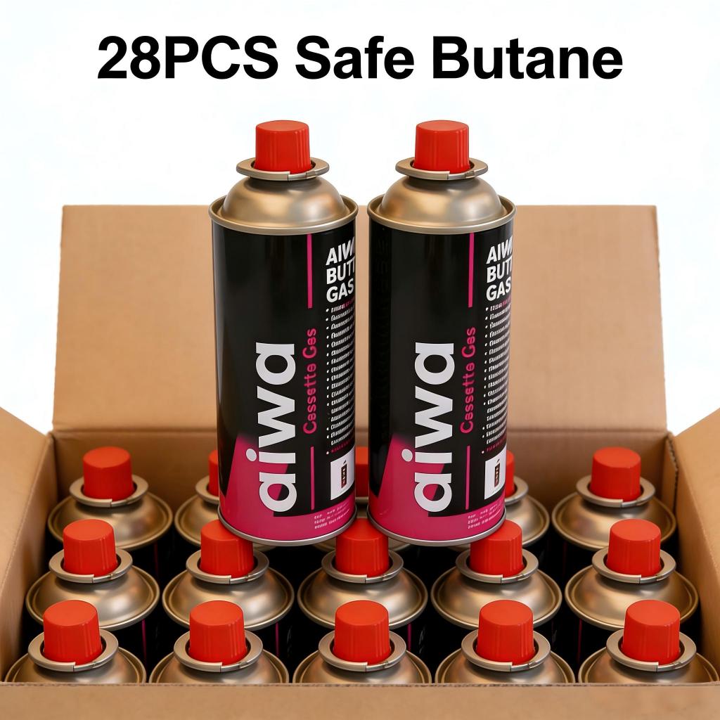 AIWA 28pcs-220g safe butane gas 1 box for portable gas stove Ready ...
