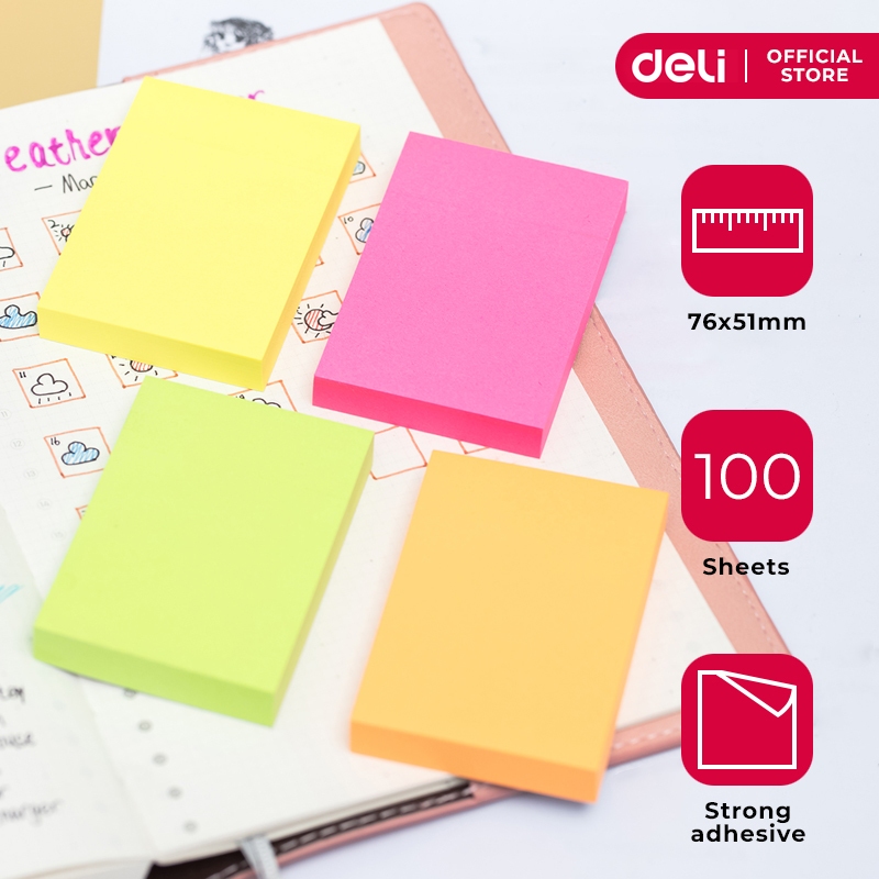 Deli Sticky Note Neon or Neon Sticker Pad 3x2in A02202 | Shopee Philippines