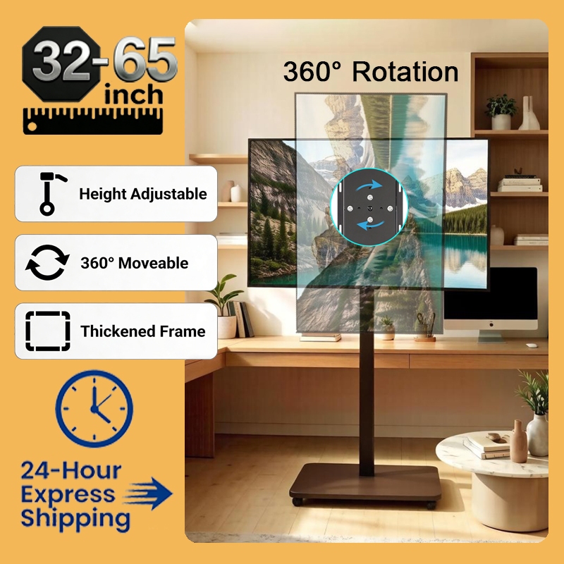 TV stand 32-65 inch 360°Rotation Movable Height Adjustable Monitor ...