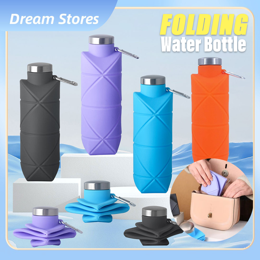 700ml Silicone Water Bottle Foldable Leakproof BPA Free for Outdoor ...