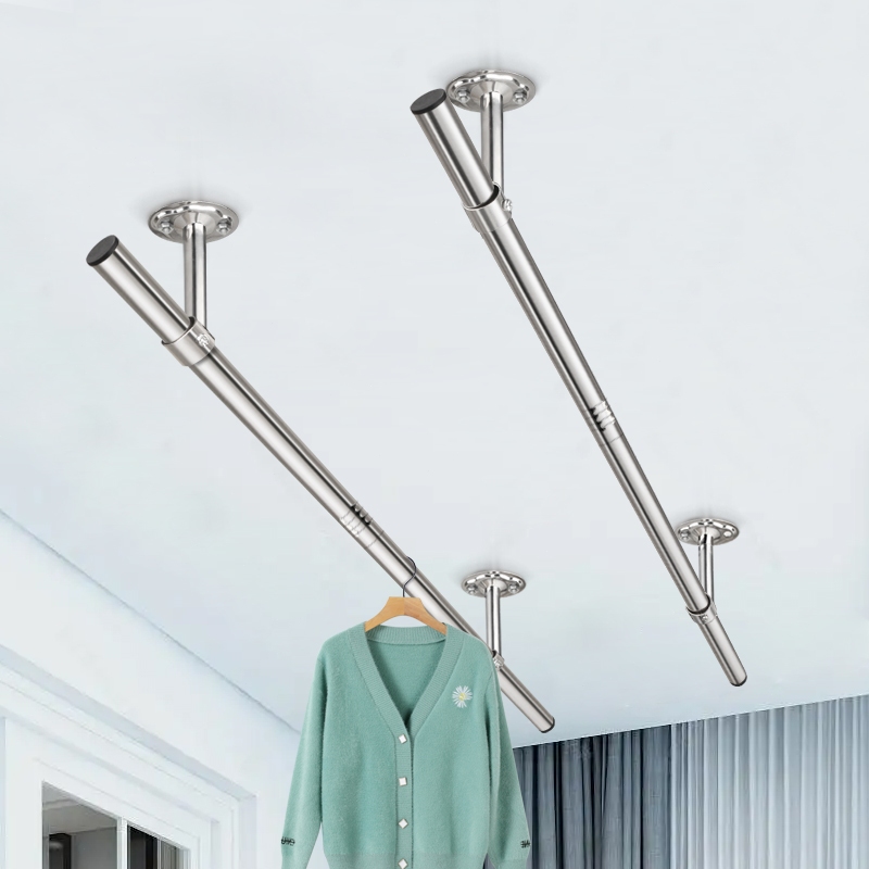 304 Stainless Steel Clothes Drying Rod Rust-Proof Wall-Mounted Clothes ...