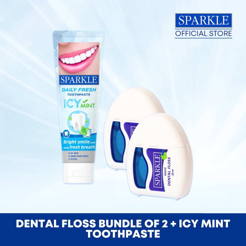 SPARKLE Dental Floss Bundle of 2 + Icy Mint Toothpaste 100g | Shopee ...