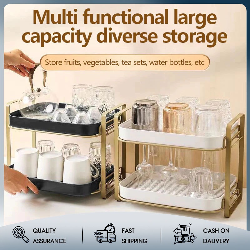 2-Tier Cup holder tea cup tea storage rack Desktop storage cup holder ...