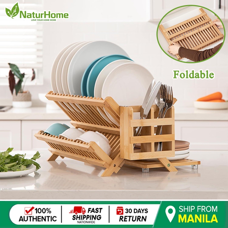 New Kitchen Wooden Cutlery Rack Dish Rack Kitchen Foldable Drain Rack ...