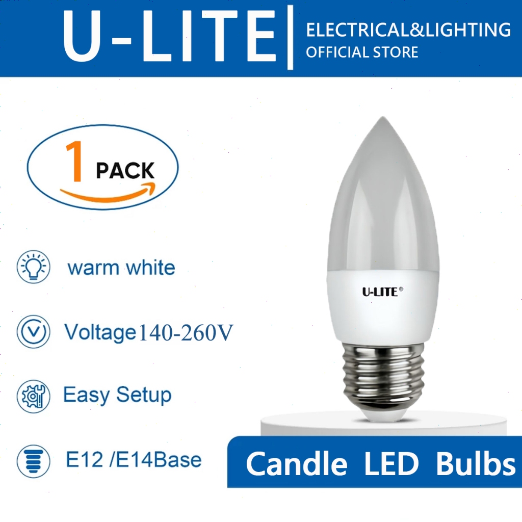 U-LITE Candle light E14 E27 White Energy Saving led Bulb light ...