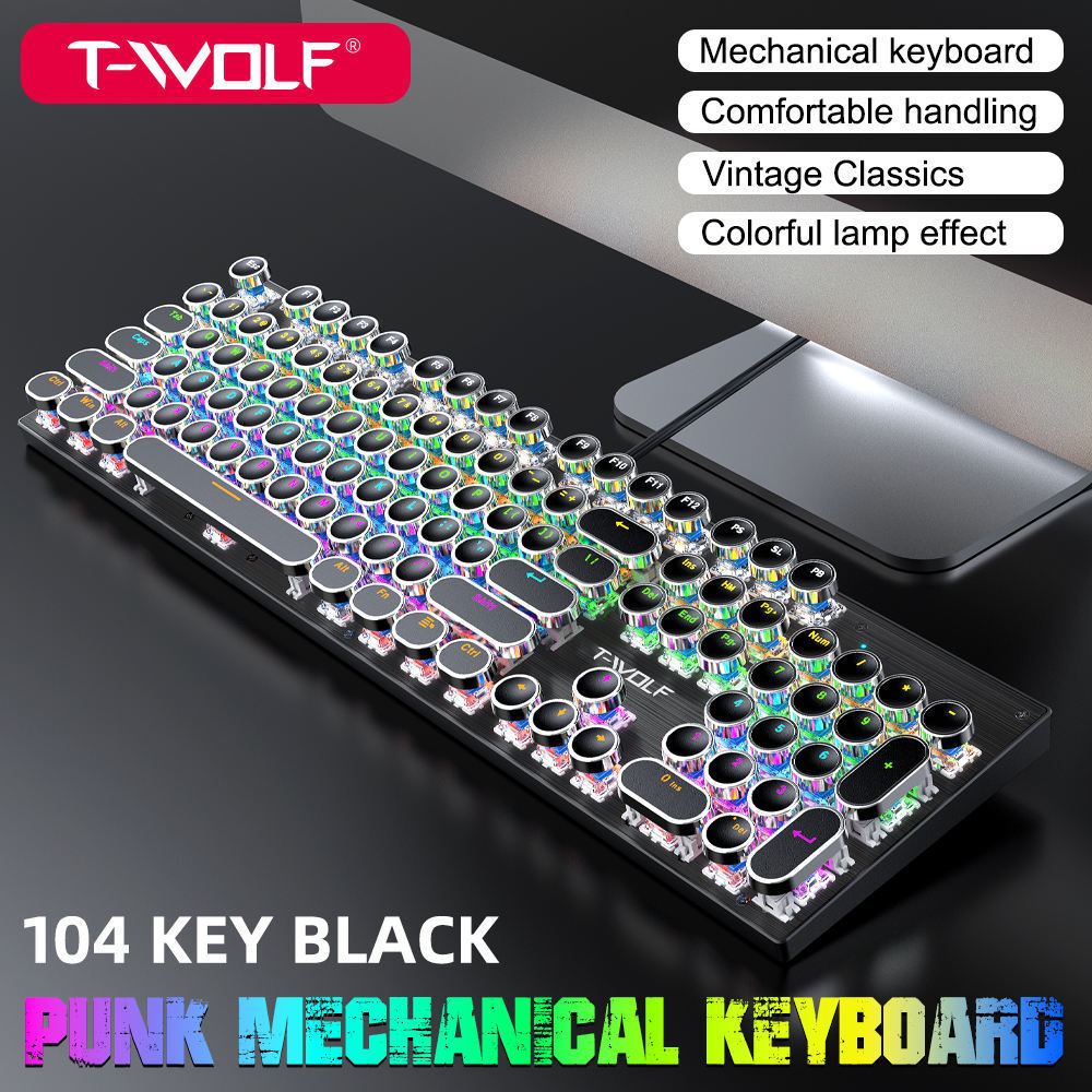 T-WOLF T-75 Mechanical Keyboards -Punk Mechanical Keyboard Wired RGB ...
