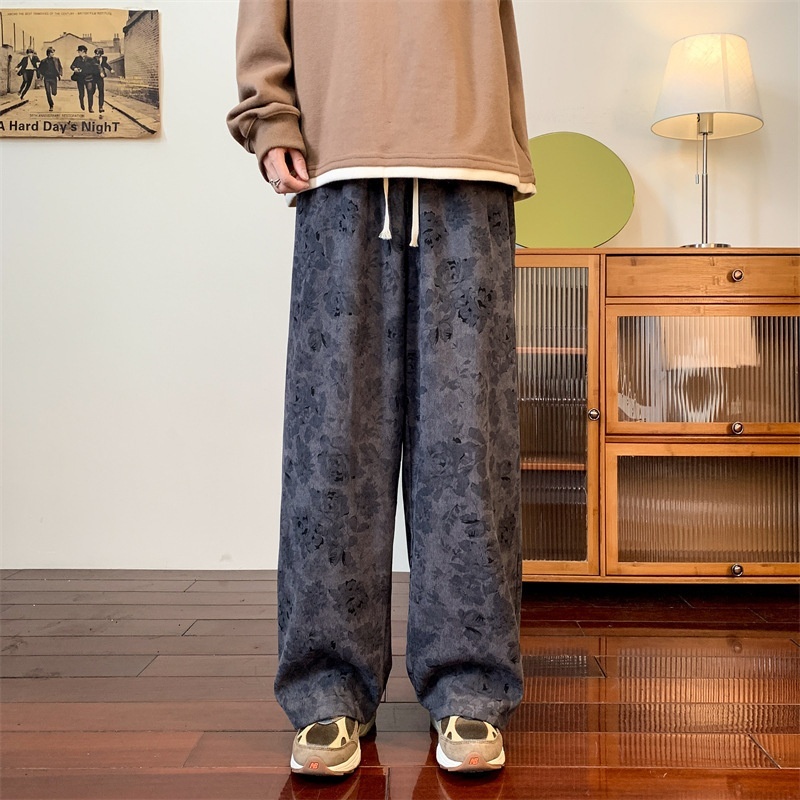 Casual Straight Leg Trouser Men's Baggy Corduroy Pants Work Pants Retro ...