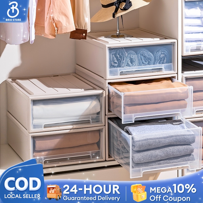 BRIO Stackable Storage Box Organizer for Clothes Wardrobe Organizer ...