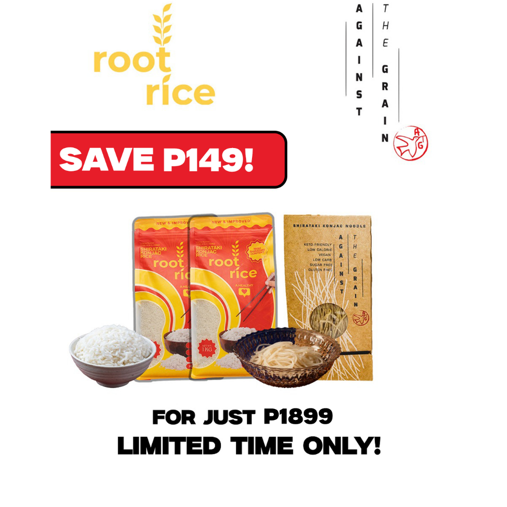 Root Rice Dry Shirataki Rice 1kg (2pcs) + Against The Grain Dry ...