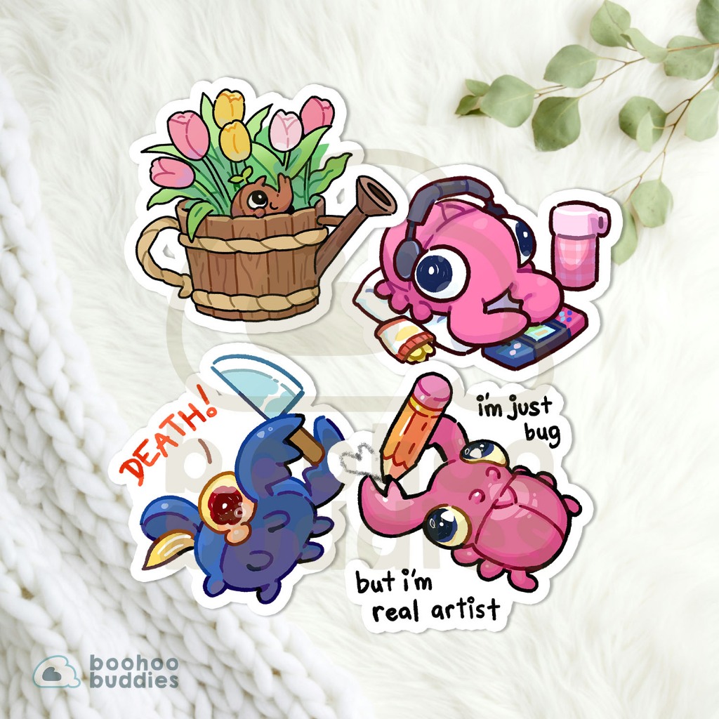 Adorable Beetles Sticker Pack Water-Resistant by Boohoo Buddies | Cute ...