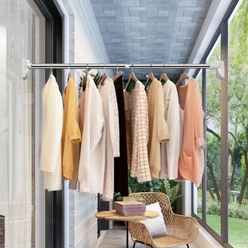 Extendable Telescopic Clothesline & Curtain Rod – No Drilling ...