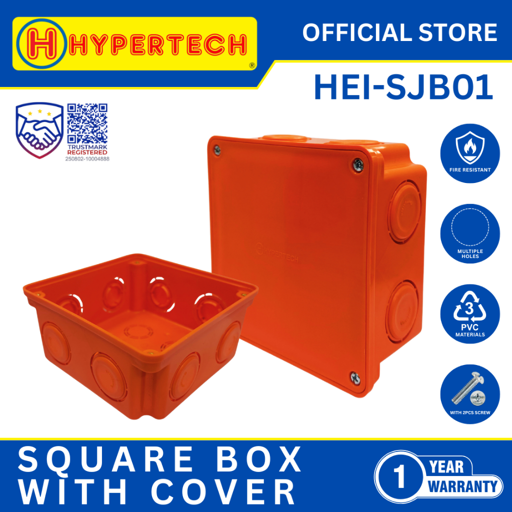 HYPERTECH Electrical Square Box - PER PIECE - Plastic - Orange ...