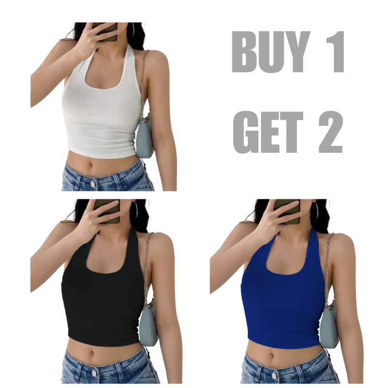 Buy 1 Take 2=3 KILY.PH Halter Double Lining Sleeveless Tank Top Basic ...