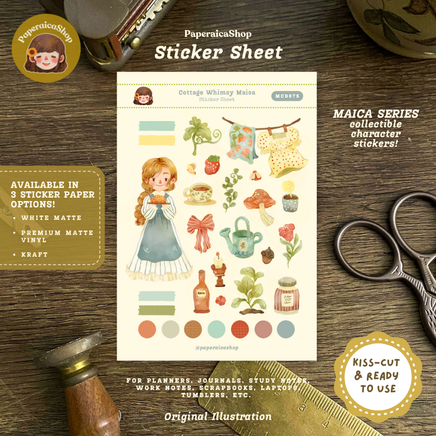 Cottage Whimsy Maica Sticker Sheet, Cute Sticker Sheet, | MCD075 ...