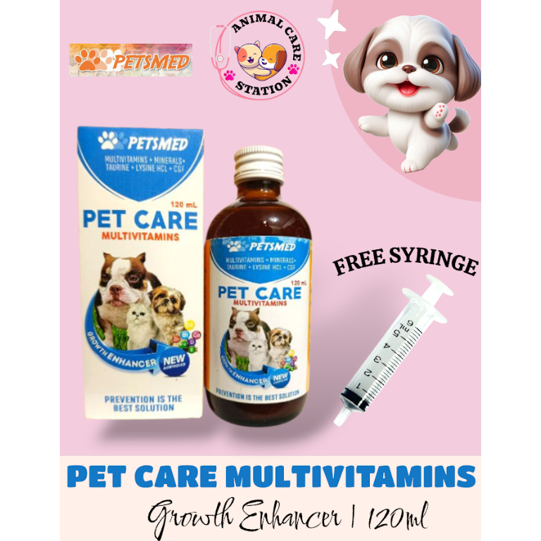 Petsmed Pet Care Multivitamins Syrup for Pets 120ML with FREE Syringe ...